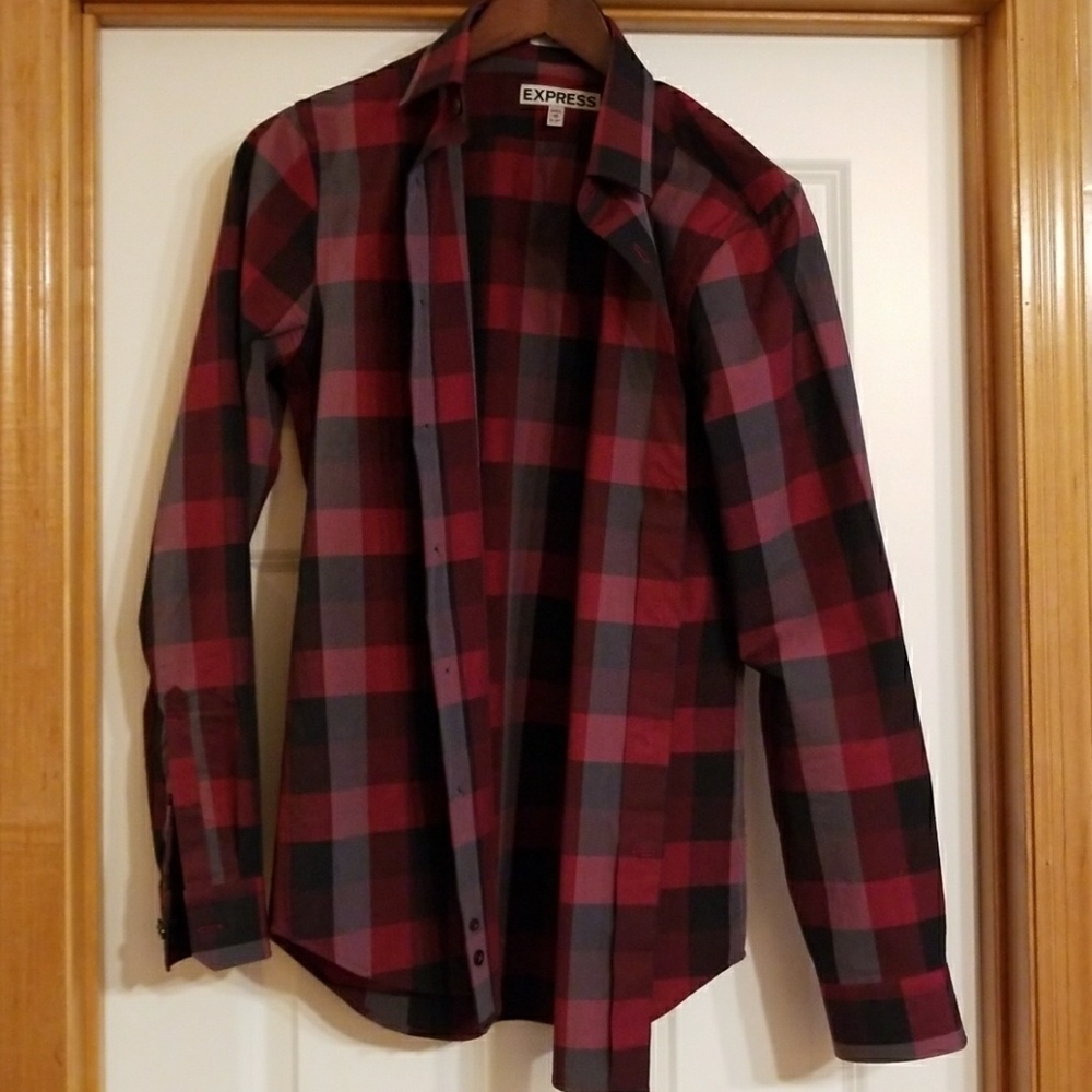 Express fitted dress shirt checker XS